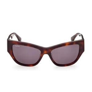 Max Mara 56mm Geometric Sunglasses Havana Smoke